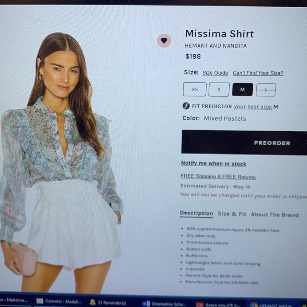 REVOLVE- flowy ruffle floral Missima Shirt